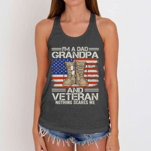 IM A Dad Grandpa And Veteran Fathers Day Women's Knotted Racerback Tank