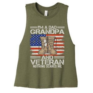 IM A Dad Grandpa And Veteran Fathers Day Women's Racerback Cropped Tank