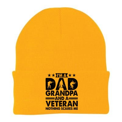 I'm A Dad Grandpa And A Veteran Nothing Scares Me Knit Cap Winter Beanie