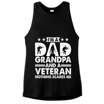 I'm A Dad Grandpa And A Veteran Nothing Scares Me Ladies PosiCharge Tri-Blend Wicking Tank