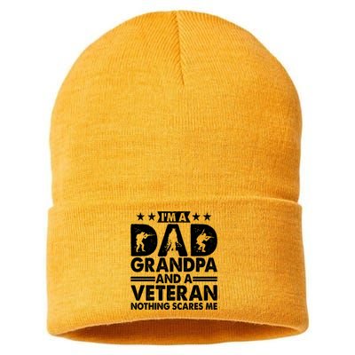 I'm A Dad Grandpa And A Veteran Nothing Scares Me Sustainable Knit Beanie