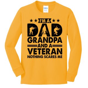 I'm A Dad Grandpa And A Veteran Nothing Scares Me Kids Long Sleeve Shirt