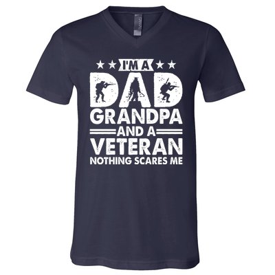 I'm A Dad Grandpa And A Veteran Nothing Scares Me V-Neck T-Shirt