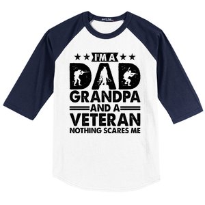 I'm A Dad Grandpa And A Veteran Nothing Scares Me Baseball Sleeve Shirt