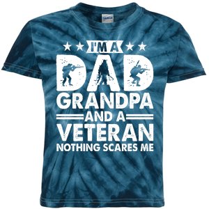 I'm A Dad Grandpa And A Veteran Nothing Scares Me Kids Tie-Dye T-Shirt