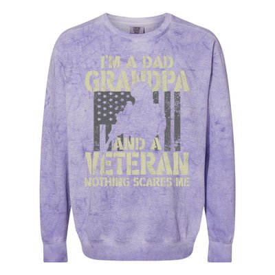 Im A Dad Grandpa And Veteran Fathers Day Funny Military Gift Colorblast Crewneck Sweatshirt