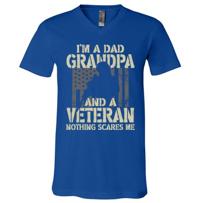 Im A Dad Grandpa And Veteran Fathers Day Funny Military Gift V-Neck T-Shirt