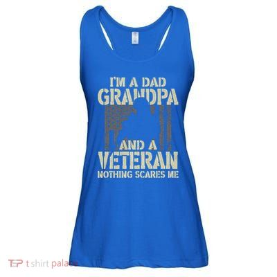Im A Dad Grandpa And Veteran Fathers Day Funny Military Gift Ladies Essential Flowy Tank