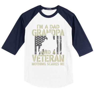 Im A Dad Grandpa And Veteran Fathers Day Funny Military Gift Baseball Sleeve Shirt