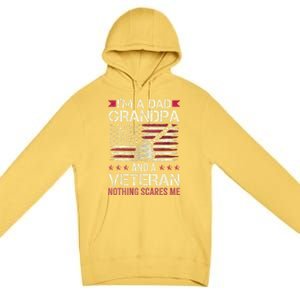 IM A Dad Grandpa And A Veteran Nothing Scares Me Premium Pullover Hoodie