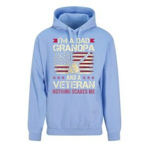 IM A Dad Grandpa And A Veteran Nothing Scares Me Unisex Surf Hoodie