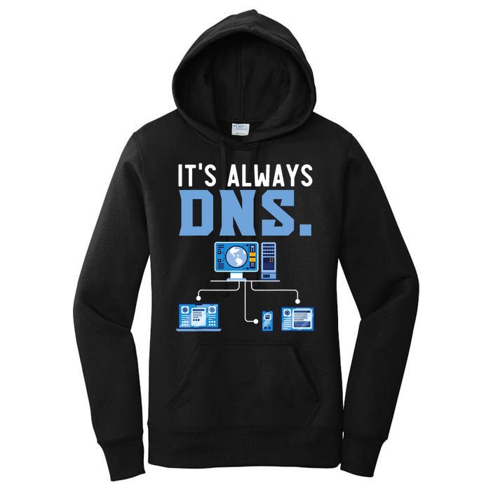 It's Always Dns Information Technology Tech Support Women's Pullover Hoodie