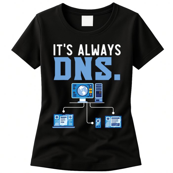 It's Always Dns Information Technology Tech Support Womens T-Shirt