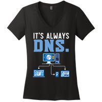 It's Always Dns Information Technology Tech Support Women's V-Neck T-Shirt
