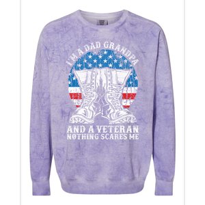 Im A Dad Grandpa And A Veteran Nothing Scares Me Cute Gift Colorblast Crewneck Sweatshirt