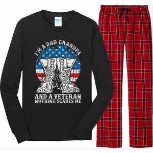 Im A Dad Grandpa And A Veteran Nothing Scares Me Cute Gift Long Sleeve Pajama Set