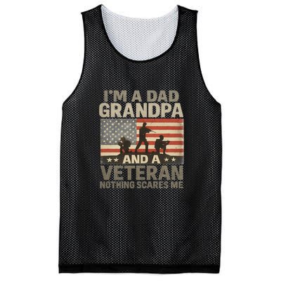 I'm A Dad, Grandpa, and a Veteran – Nothing Scares Me Mesh Reversible Basketball Jersey Tank