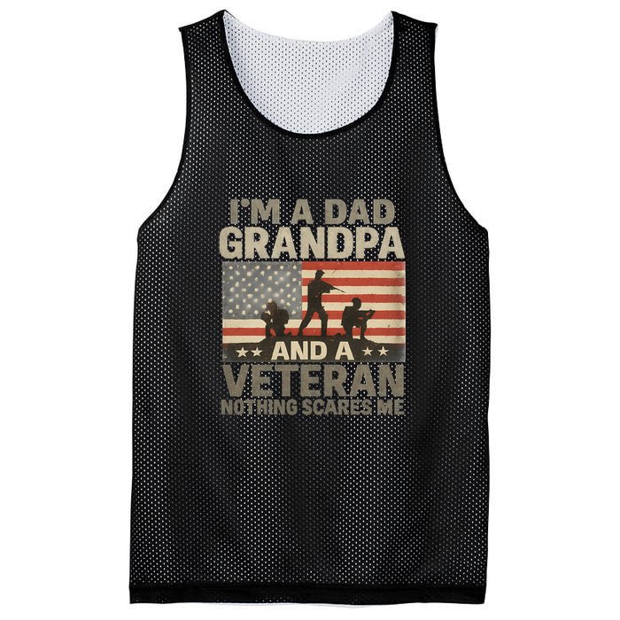 I'm A Dad, Grandpa, and a Veteran – Nothing Scares Me Mesh Reversible Basketball Jersey Tank