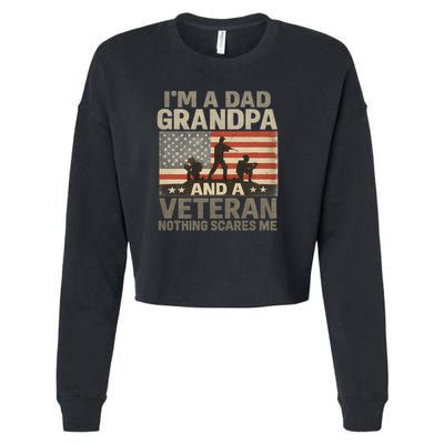I'm A Dad, Grandpa, and a Veteran – Nothing Scares Me Cropped Pullover Crew