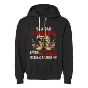 Im A Dad Grandpa And A Veteran American Flag Gists For Dad Garment-Dyed Fleece Hoodie