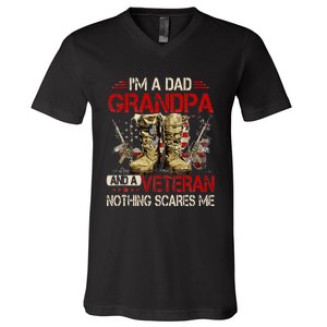 Im A Dad Grandpa And A Veteran American Flag Gists For Dad V-Neck T-Shirt