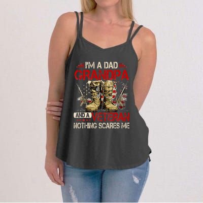 Im A Dad Grandpa And A Veteran American Flag Gists For Dad Women's Strappy Tank