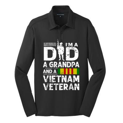 I'm A Dad A Grandpa And A Vietnam Veteran Silk Touch Performance Long Sleeve Polo