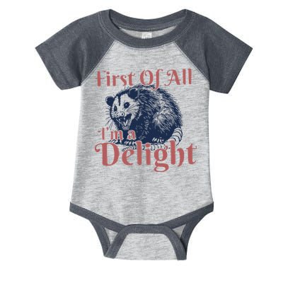 IM A Delight First Of All Vintage Possum Infant Baby Jersey Bodysuit