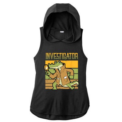 Investigator Alligator Detective Ladies PosiCharge Tri-Blend Wicking Draft Hoodie Tank