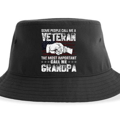 I'm A Dad Grandpa And Veteran Funny Retro For Papa Sustainable Bucket Hat