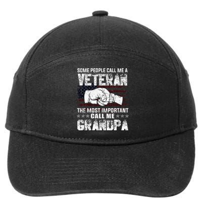 I'm A Dad Grandpa And Veteran Funny Retro For Papa 7-Panel Snapback Hat