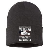 I'm A Dad Grandpa And Veteran Funny Retro For Papa Sustainable Knit Beanie