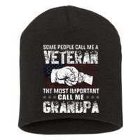 I'm A Dad Grandpa And Veteran Funny Retro For Papa Short Acrylic Beanie