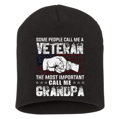 I'm A Dad Grandpa And Veteran Funny Retro For Papa Short Acrylic Beanie