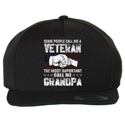 I'm A Dad Grandpa And Veteran Funny Retro For Papa Wool Snapback Cap