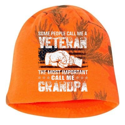 I'm A Dad Grandpa And Veteran Funny Retro For Papa Kati - Camo Knit Beanie