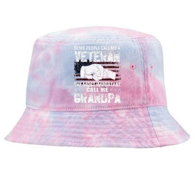 I'm A Dad Grandpa And Veteran Funny Retro For Papa Tie-Dyed Bucket Hat