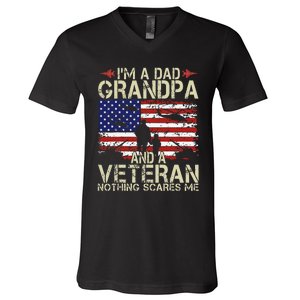 Im A Dad Grandpa And Veteran Fathers Day Papa V-Neck T-Shirt