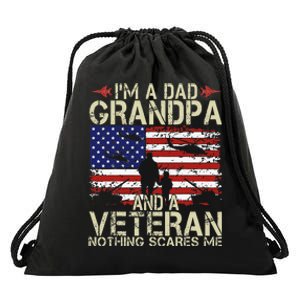 Im A Dad Grandpa And Veteran Fathers Day Papa Drawstring Bag