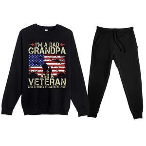 Im A Dad Grandpa And Veteran Fathers Day Papa Premium Crewneck Sweatsuit Set