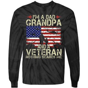 Im A Dad Grandpa And Veteran Fathers Day Papa Tie-Dye Long Sleeve Shirt