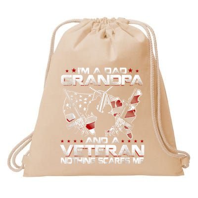 Im A Dad Grandpa And A Veteran Funny Birthday Drawstring Bag