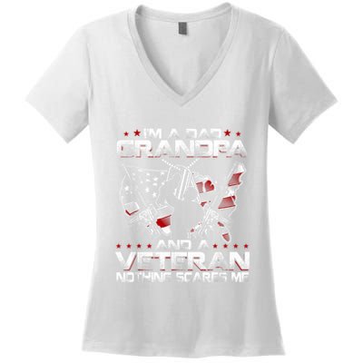 Im A Dad Grandpa And A Veteran Funny Birthday Women's V-Neck T-Shirt
