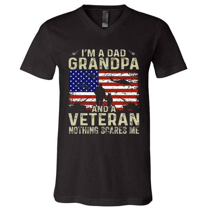 IM A Dad Grandpa And Veteran Fathers Day V-Neck T-Shirt