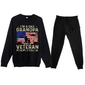 IM A Dad Grandpa And Veteran Fathers Day Premium Crewneck Sweatsuit Set