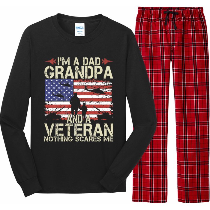 IM A Dad Grandpa And Veteran Fathers Day Papa Grandpa Gifts Long Sleeve Pajama Set