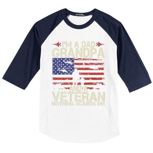 IM A Dad Grandpa And Veteran Fathers Day Papa Grandpa Gifts Baseball Sleeve Shirt