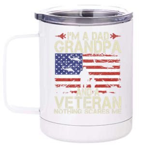 IM A Dad Grandpa And Veteran Fathers Day Papa Grandpa Gifts 12 oz Stainless Steel Tumbler Cup