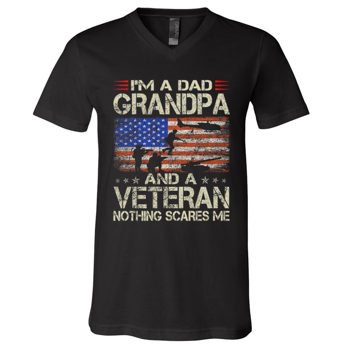 IM A Dad Grandpa And Veteran Fathers Day Papa Grandpa Gifts V-Neck T-Shirt