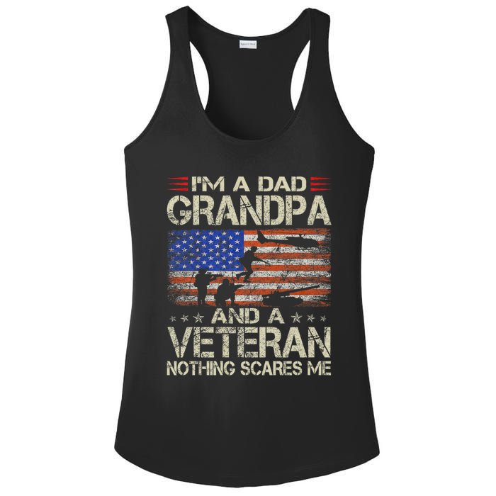 IM A Dad Grandpa And Veteran Fathers Day Papa Grandpa Gifts Ladies PosiCharge Competitor Racerback Tank